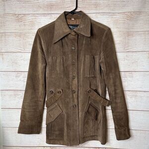 Vintage K and H Fashions Brown Leather Suede Retro Blazer Jacket Women's 9 / 10